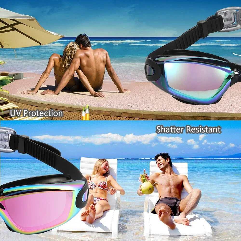 Aegend pink rose Swim Goggles with Protection Case nwt